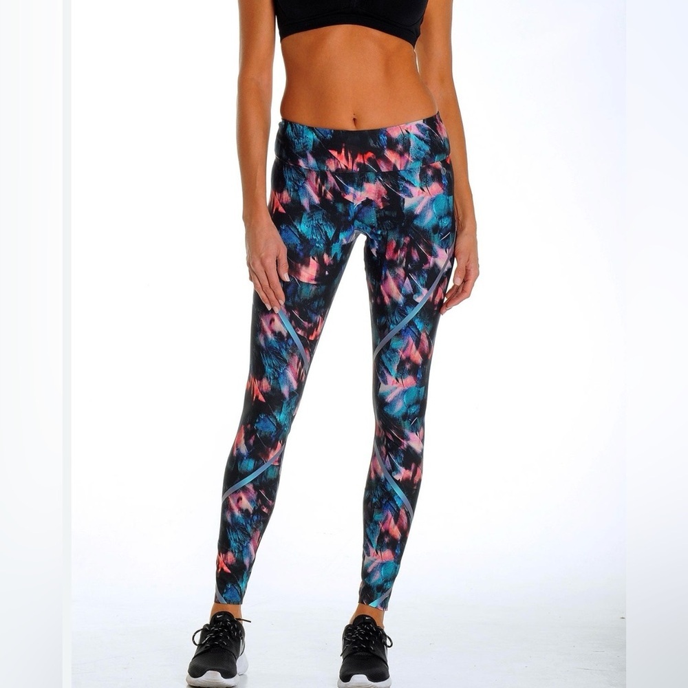 Caelum Leggings Women's Sz XL Skinny Ankle Mid Rise Pull on Athletic Blue Pink